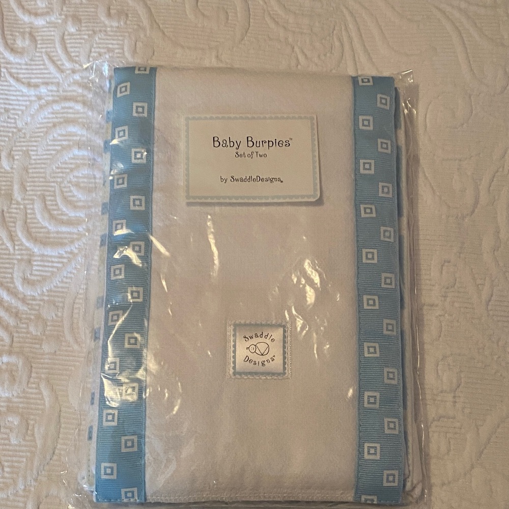 Swaddle Designs Baby Burpies Set - Blue and White